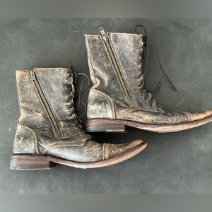 Bed|Stu Cobbler series Distressed Women’s Lace-Up Boots in Lux Brown Size 10